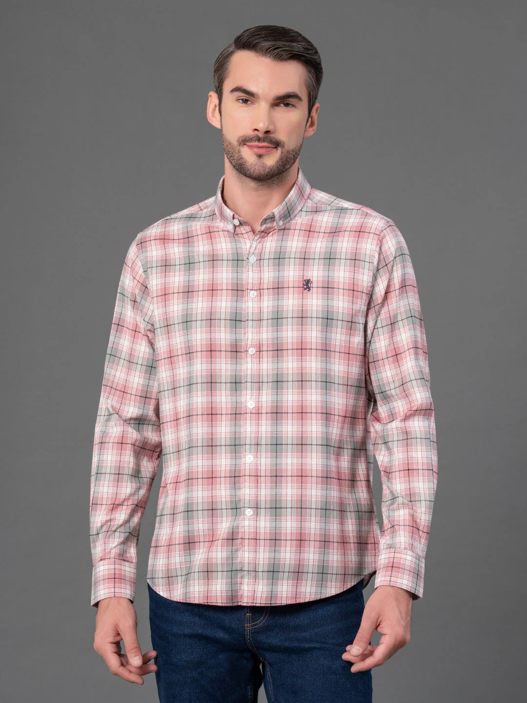 Pink Checked Shirt for Men