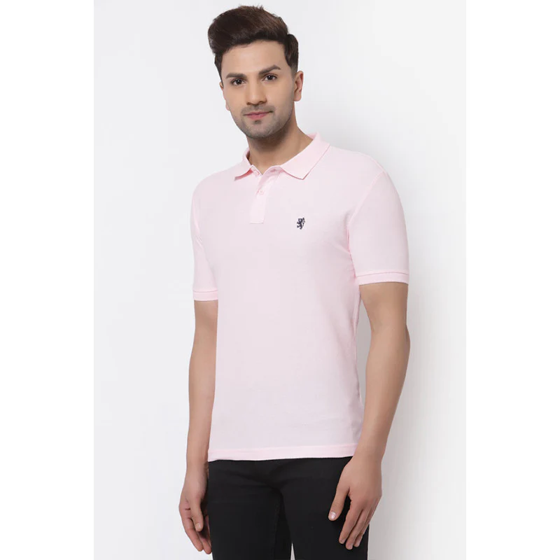 Pink Solid Pure Cotton Men's T-Shirt - Image 2