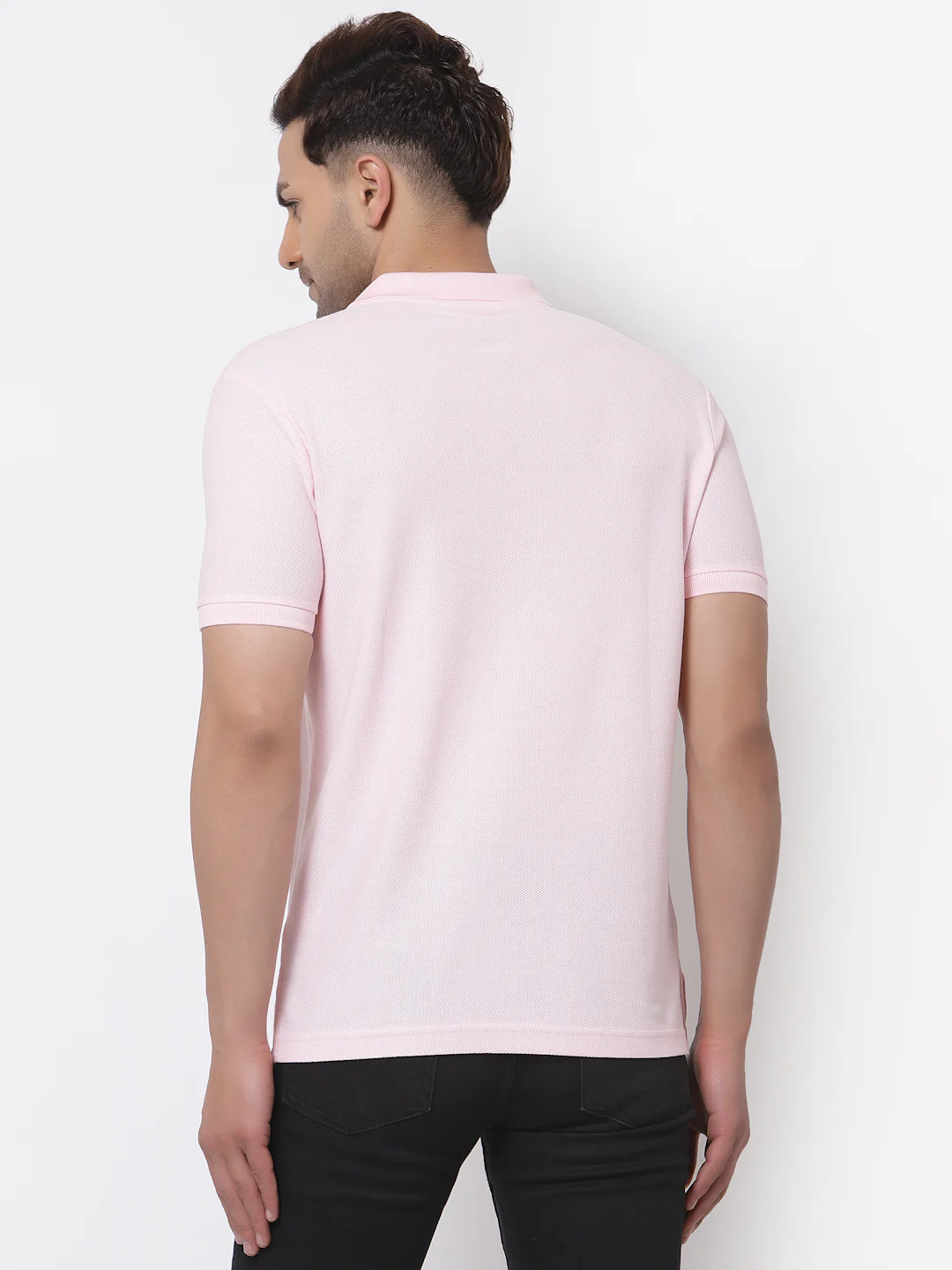 Pink Solid Pure Cotton Men's T-Shirt - Image 3