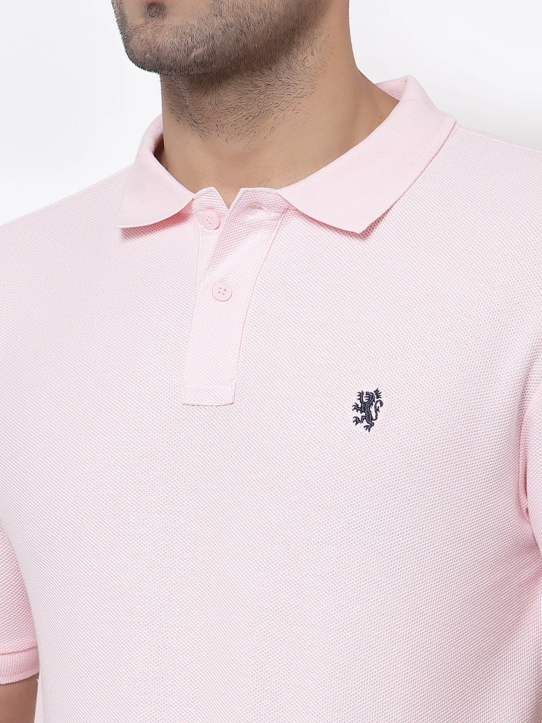 Pink Solid Pure Cotton Men's T-Shirt - Image 4