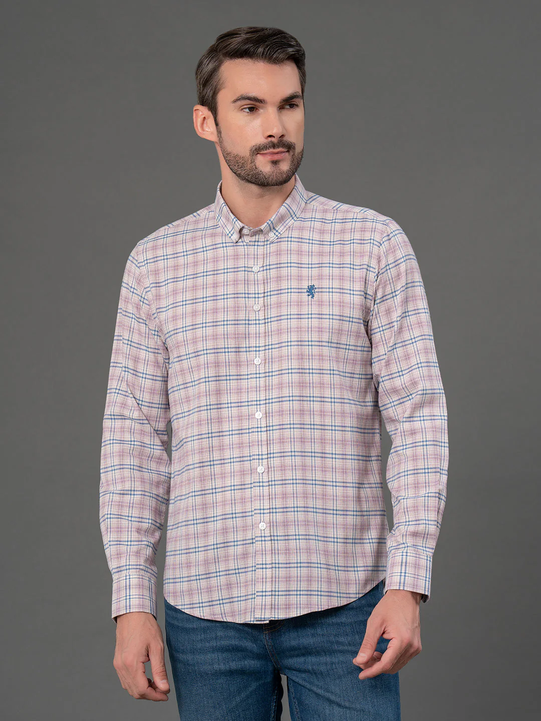 Plum Checked Shirt for Men