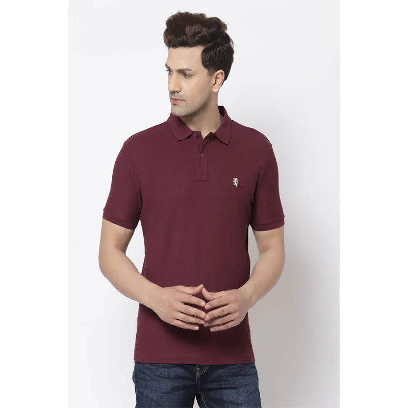 Plum Solid Pure Cotton Men's T-Shirt