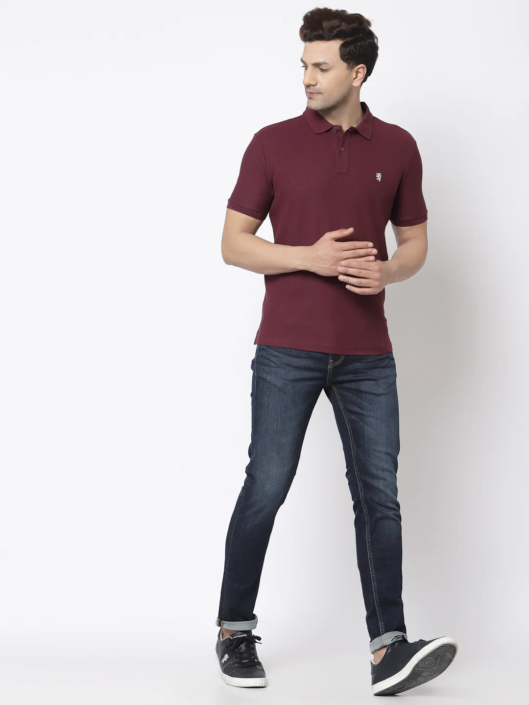 Plum Solid Pure Cotton Men's T-Shirt - Image 5