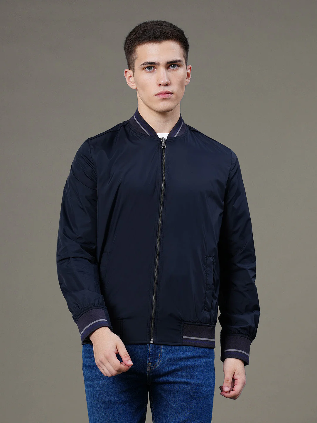 Reversible Baseball Collar Jacket for Men