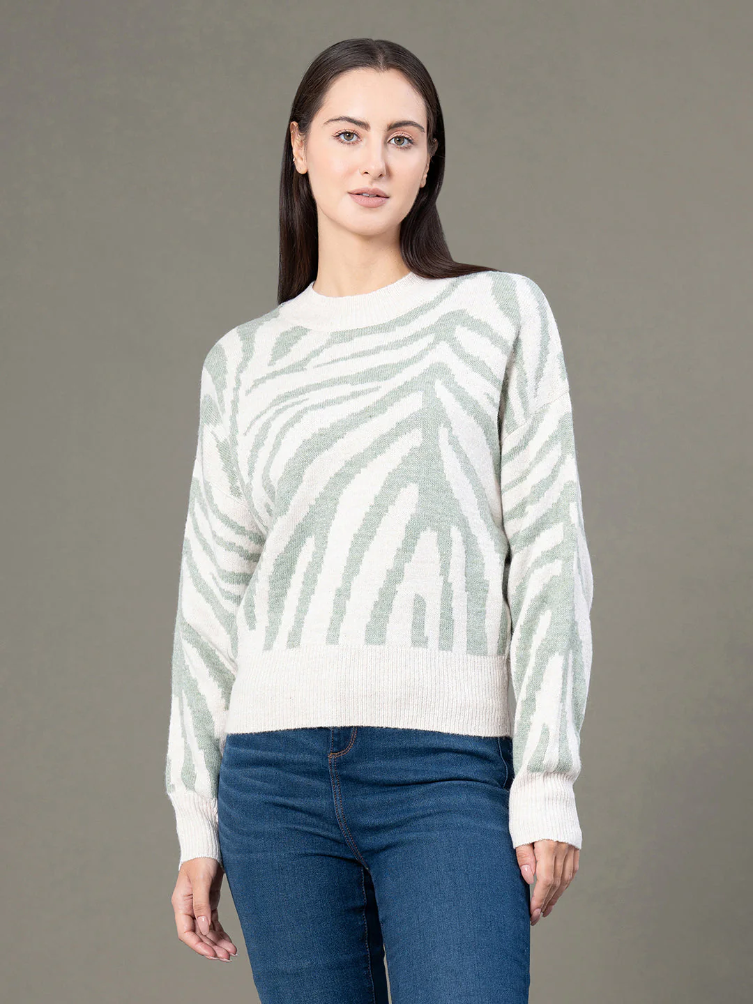 Round Neck Drop Shoulder Sweater for Women
