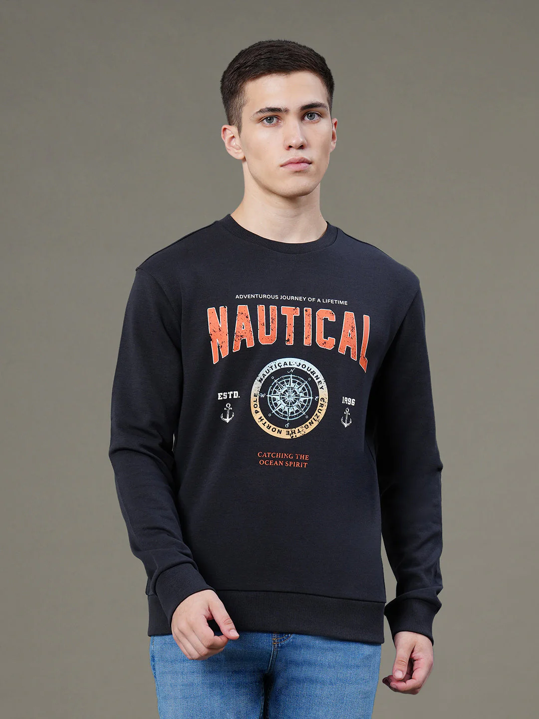 Round Neck Graphic Sweatshirt for Men
