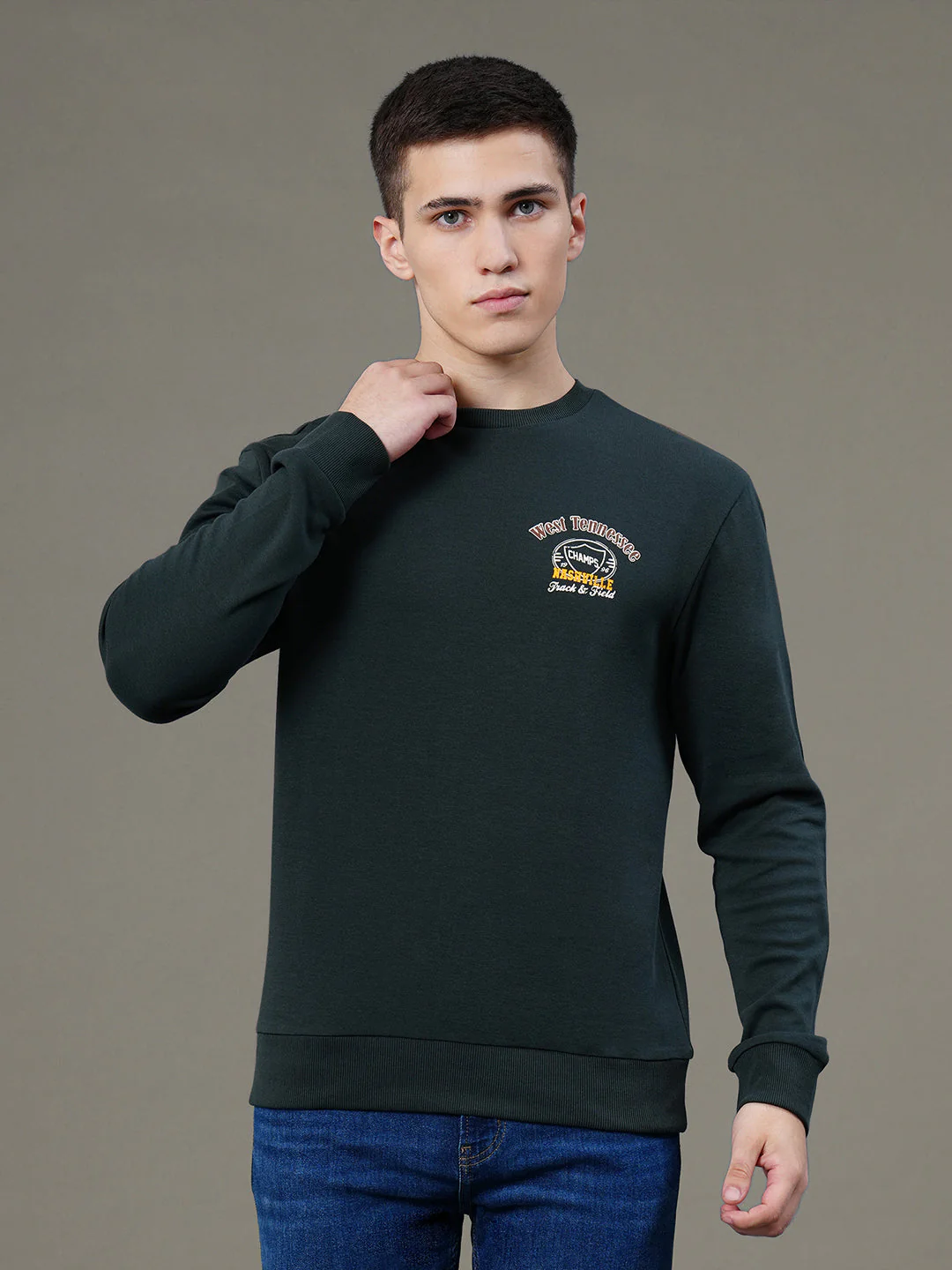 Round Neck Graphic Sweatshirt for Men