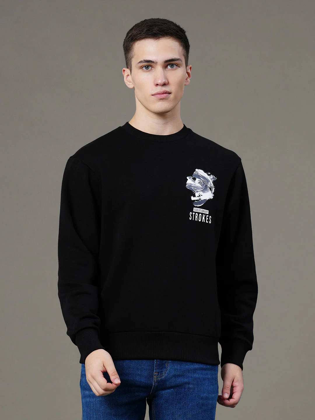 Round Neck Graphic Sweatshirt for Men