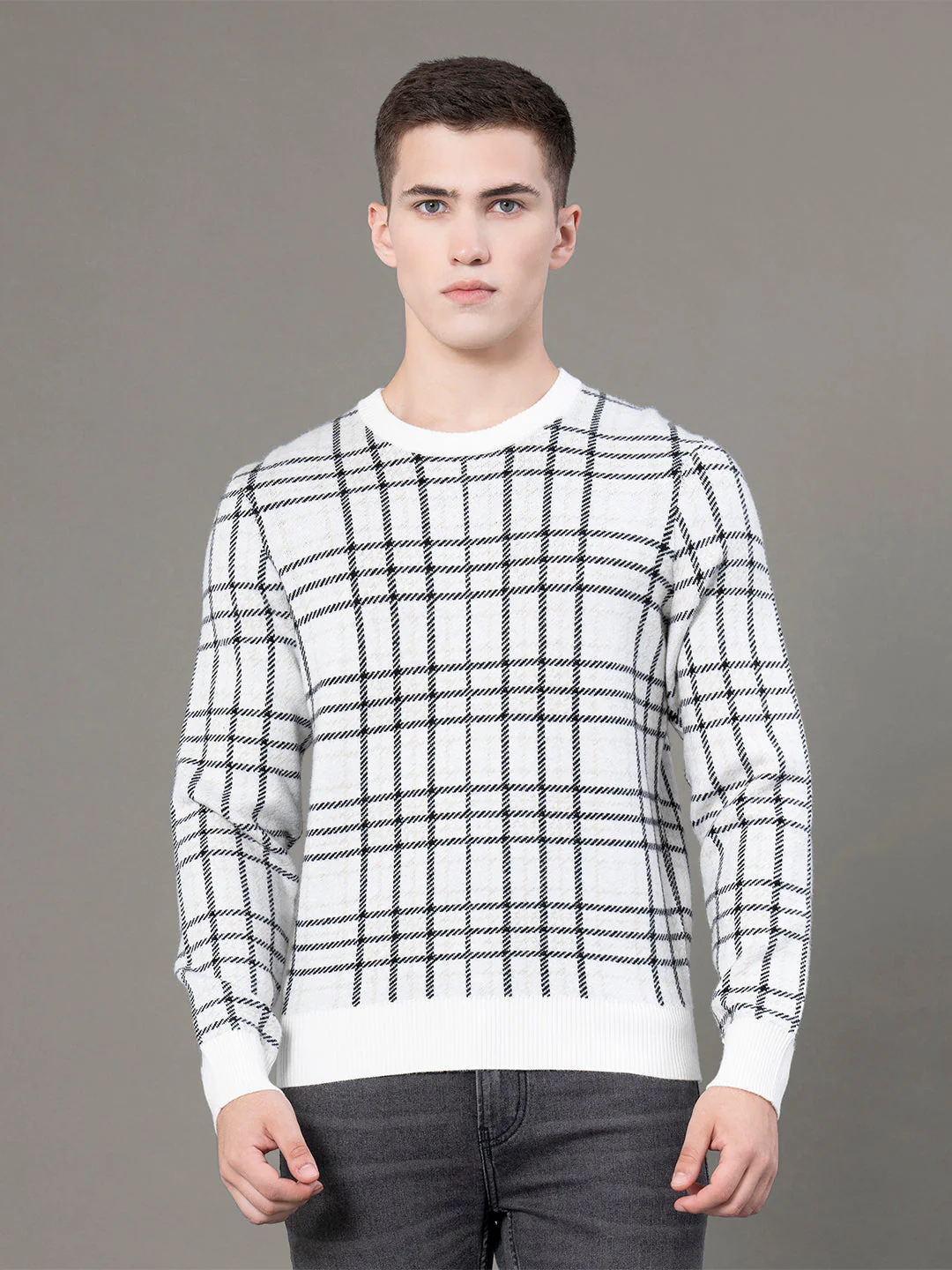 Round Neck Pattern Sweater for Men