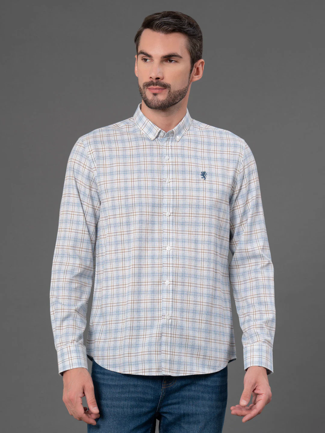 Sky Blue Checked Shirt for Men