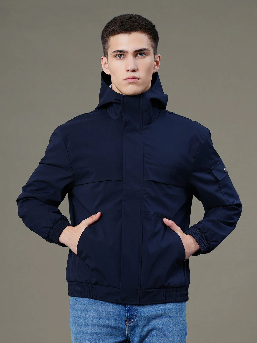 Solid Hooded Jacket for Men