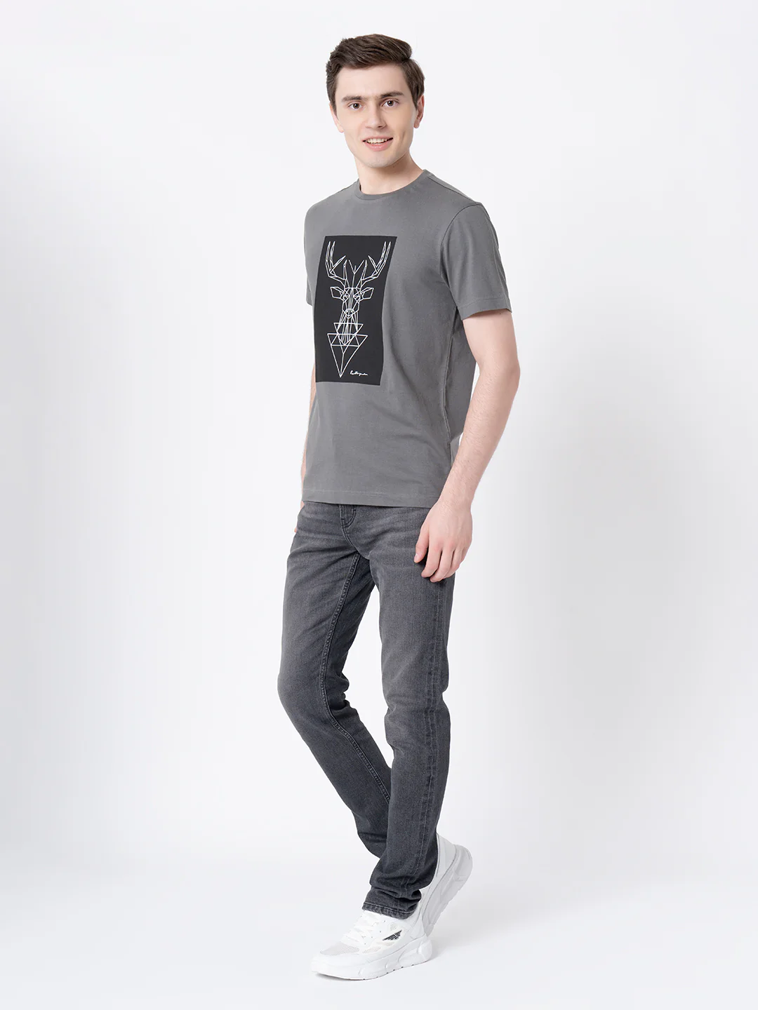 Space Grey Graphic Print Pure Cotton Men's T-Shirt - Image 5