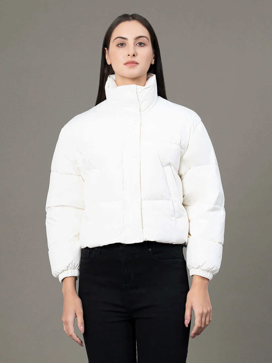 Stand Collar Padded Jacket for Women