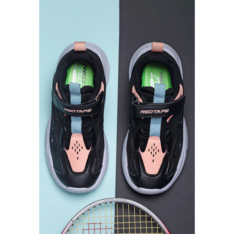 Unisex Kids Black And PInk Sports Shoes