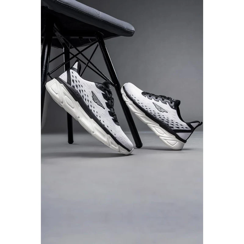 Walking Shoes for Men- White Lace-Up Sports Walking Shoes, Perfect for Walking & Running