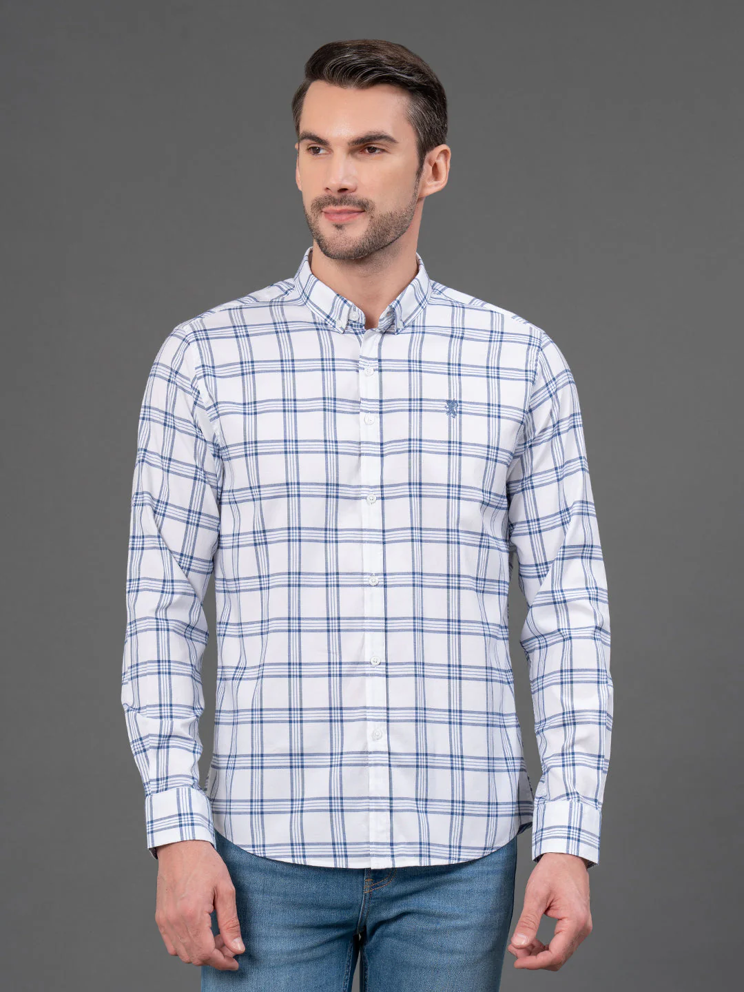 White Checked Shirt for Men