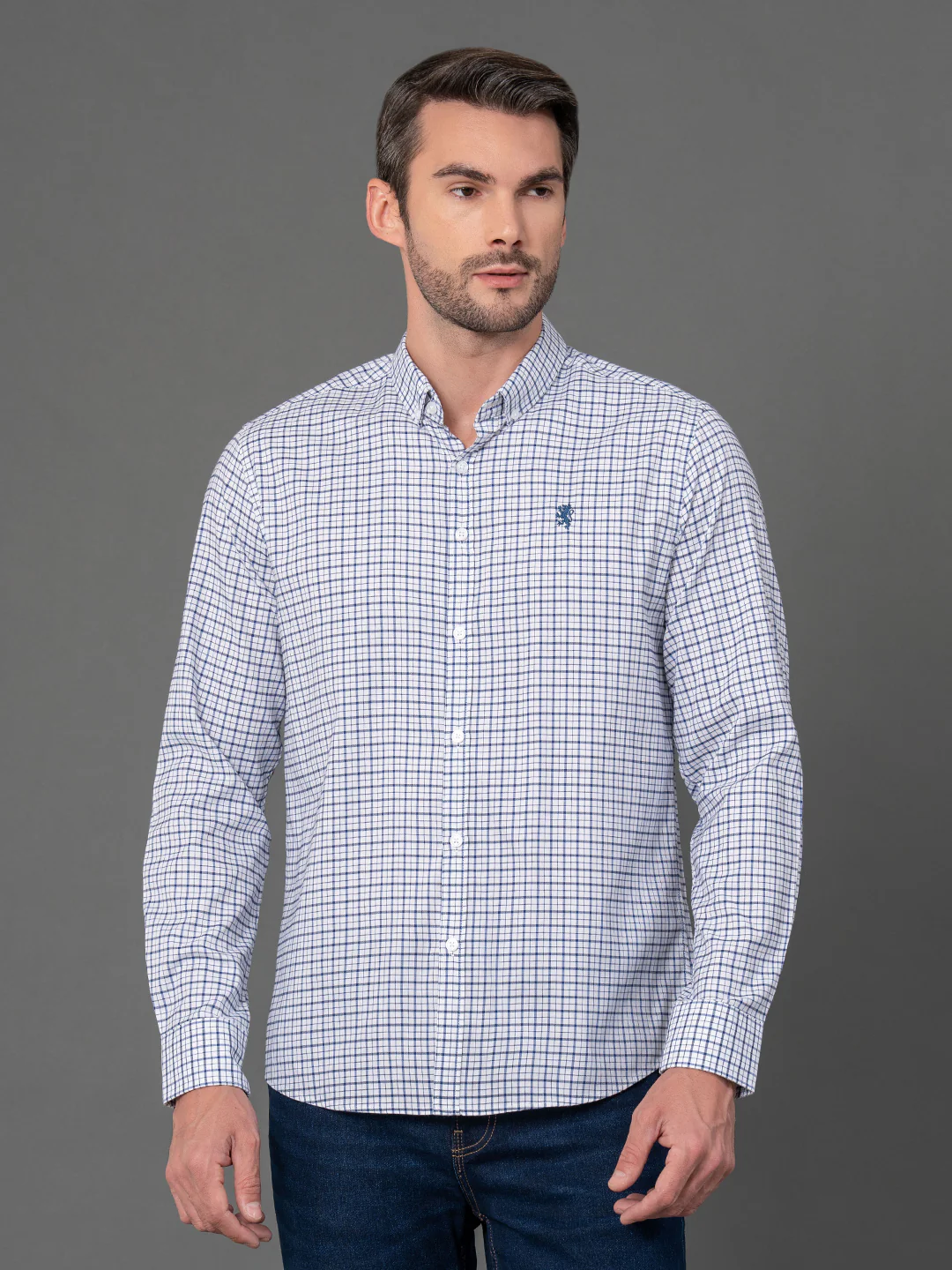 White Checked Shirt for Men