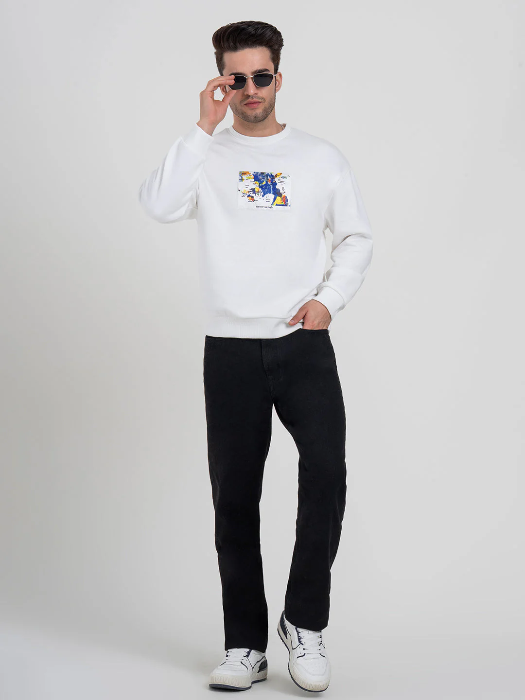 White Graphic Sweatshirt for Men | Men's Sweatshirts for Casual Comfort