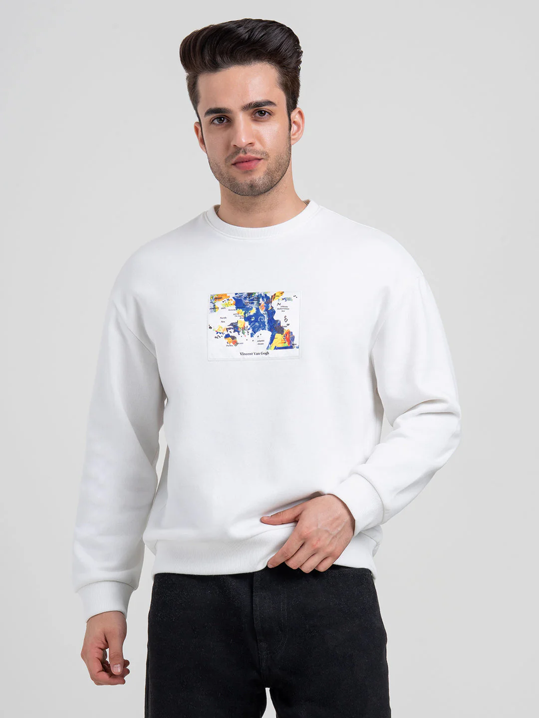 White Graphic Sweatshirt for Men | Men's Sweatshirts for Casual Comfort - Image 3