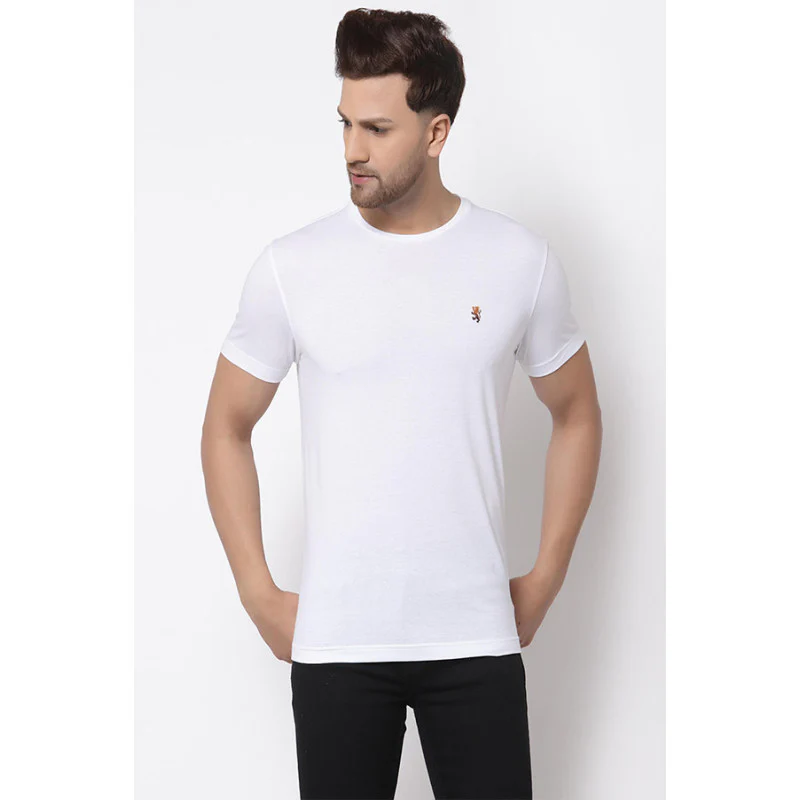 White Solid Pure Cotton Men's T-Shirt