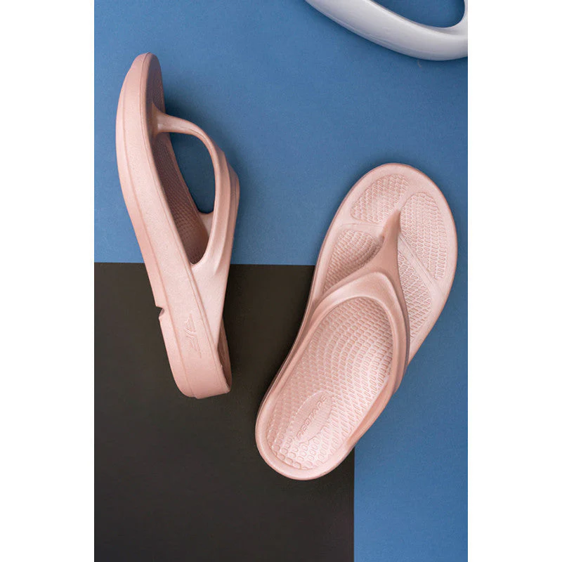 Women's Metallic Pink Sliders