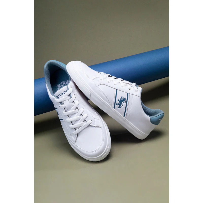 Women's White/Blue Sneakers