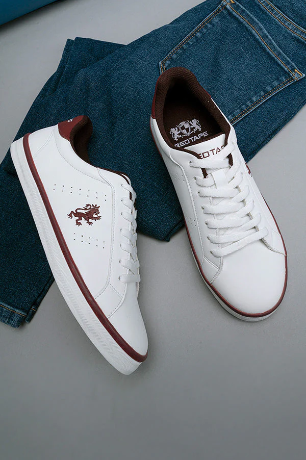 Women's White/Burgundy Sneakers