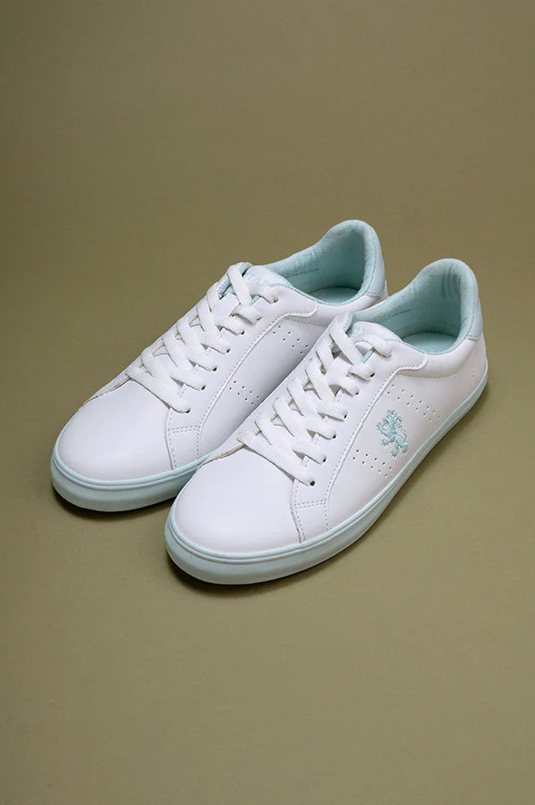 Women's White/Blue Sneakers