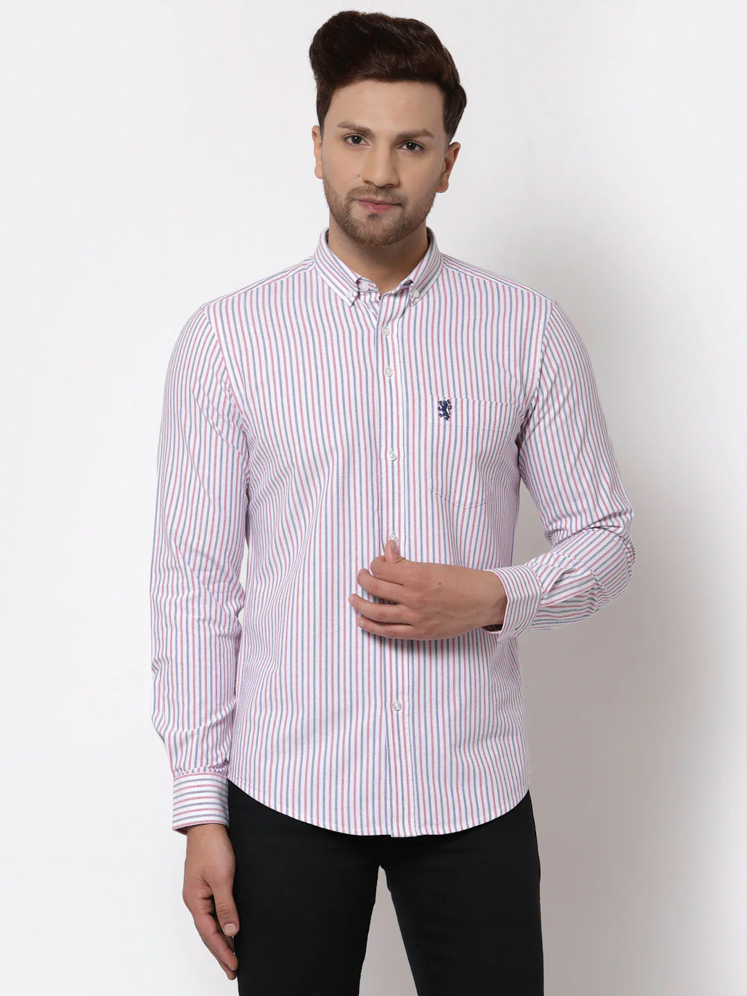 Regular Fit Striped Cotton Shirt for Men