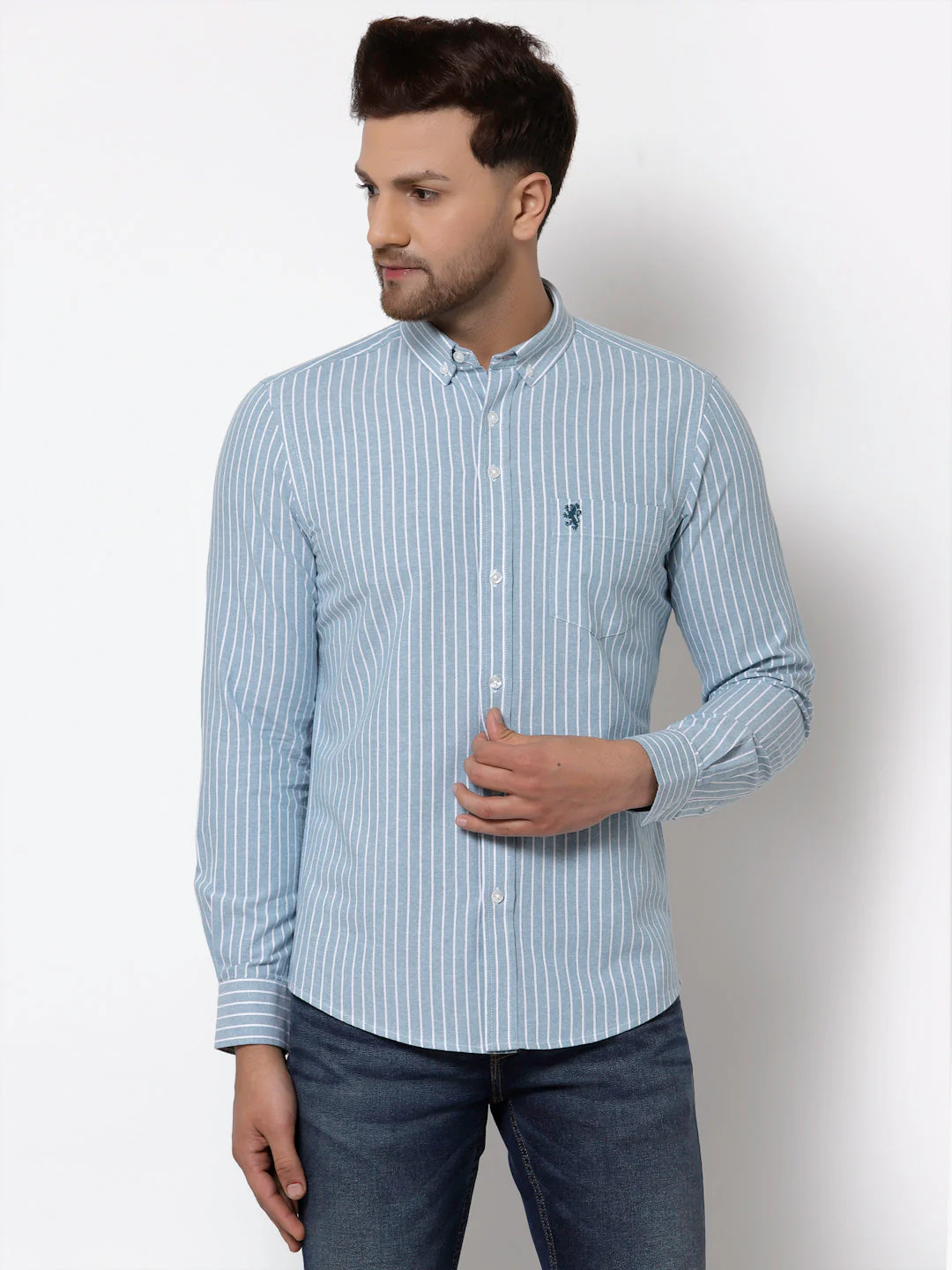 Regular Fit Striped Cotton Shirt for Men