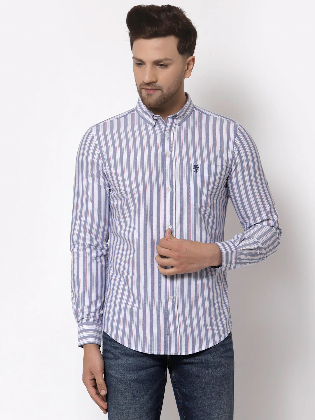 Regular Fit Striped Cotton Shirt for Men