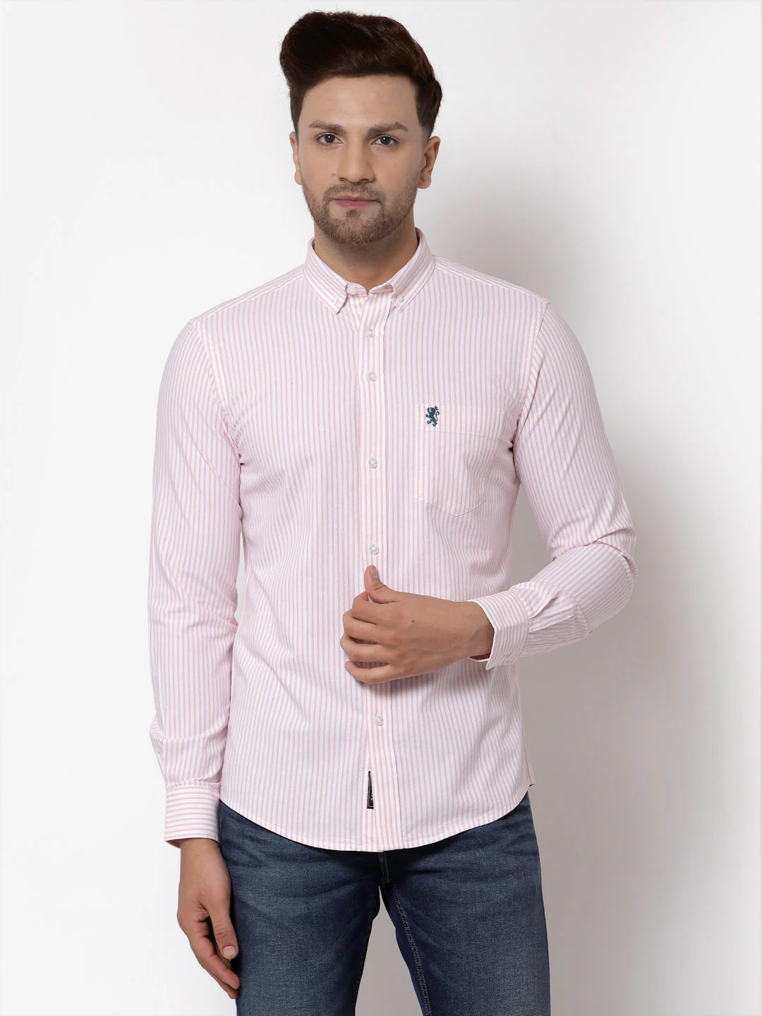 Regular Fit Striped Cotton Shirt for Men