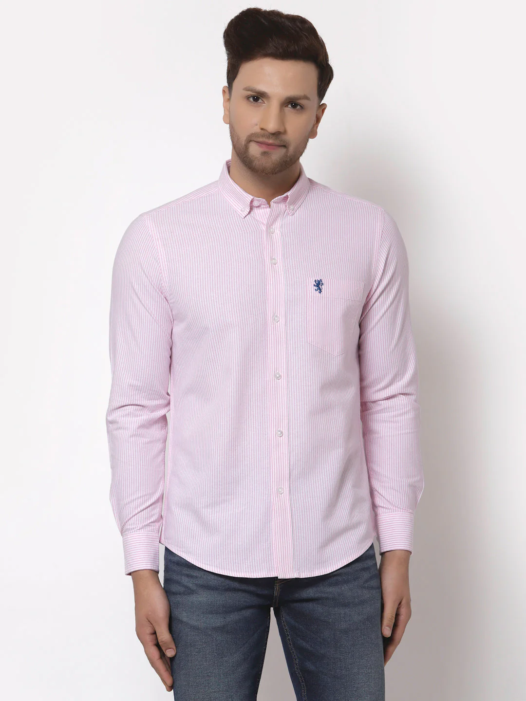 Regular Fit Striped Cotton Shirt for Men