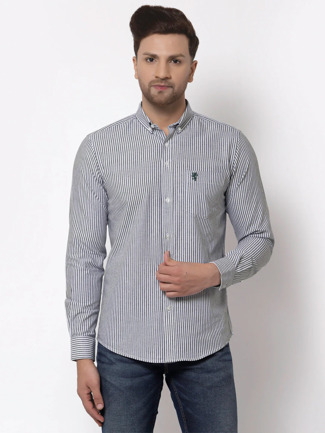 Regular Fit Striped Cotton Shirt for Men