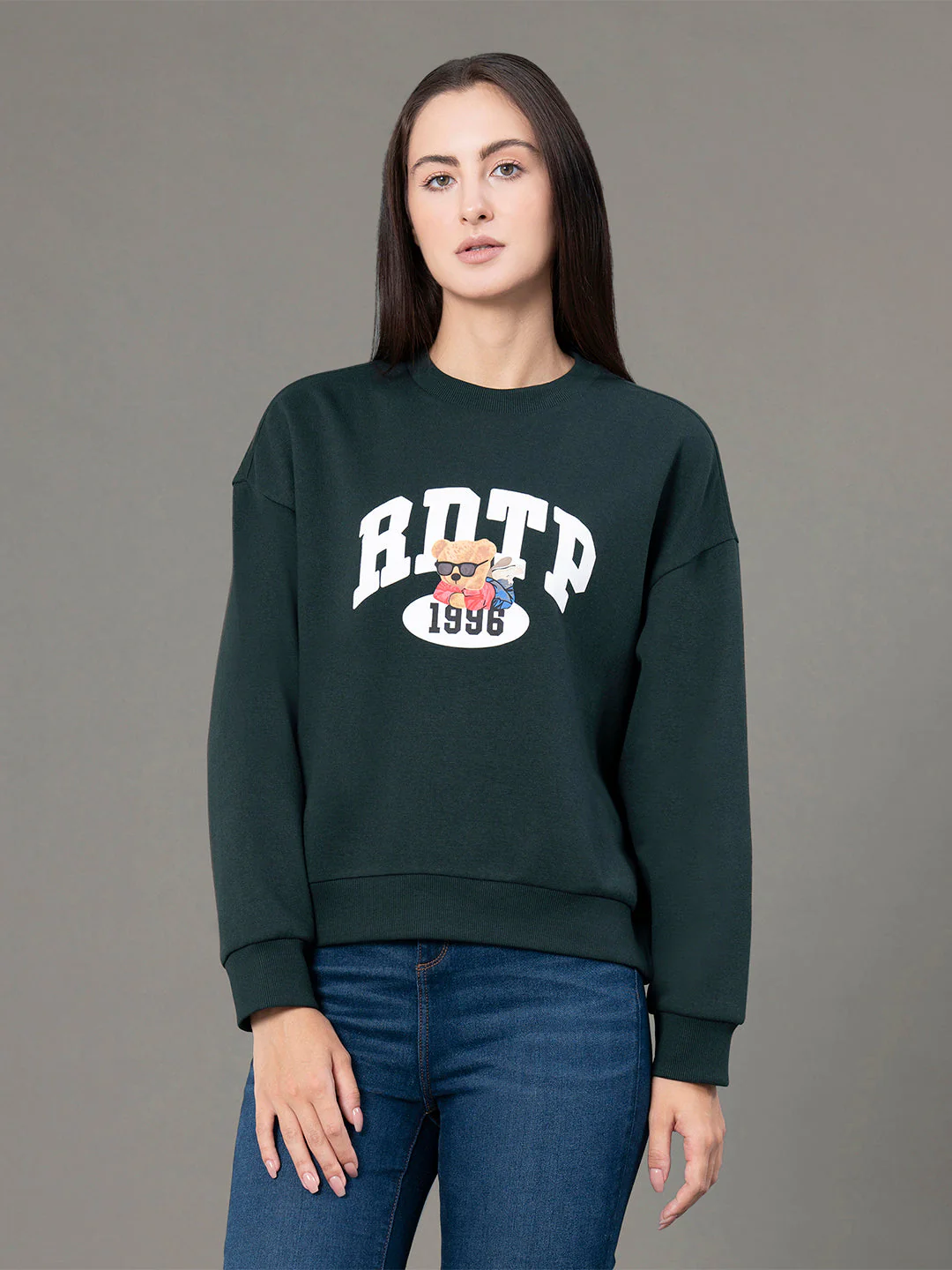 Round Neck Graphic Sweatshirt for Women