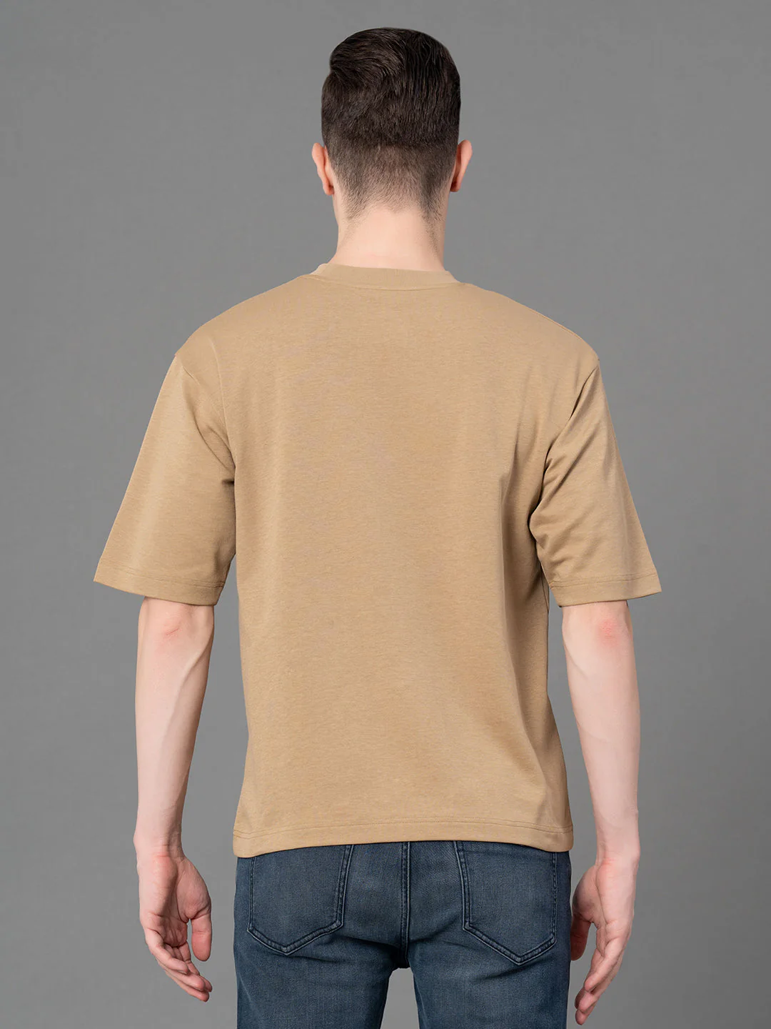 Sand Oversized Round Neck T-Shirt for Men - Image 3