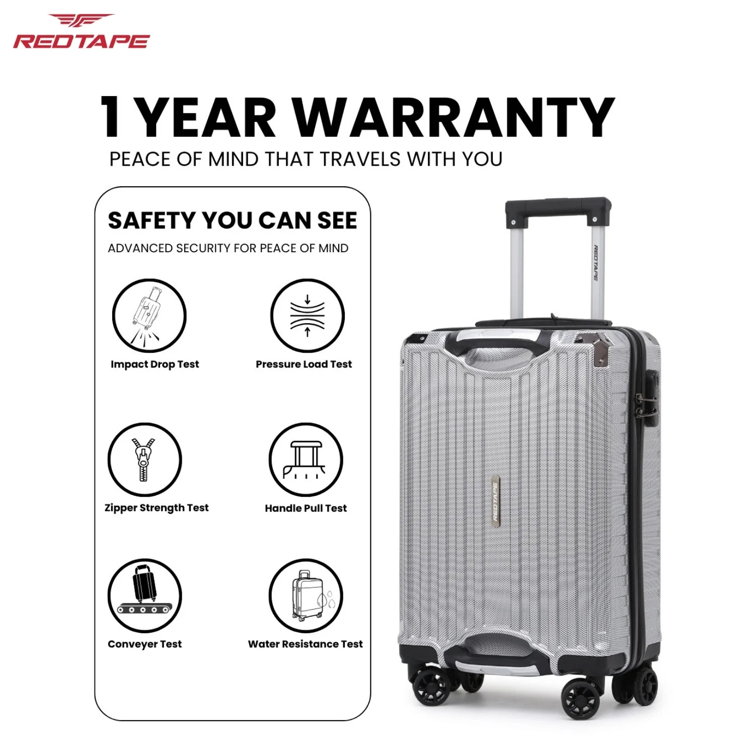 Silver 8 Wheels Trolley Bag Set of 2 (Large + Cabin) - Image 5