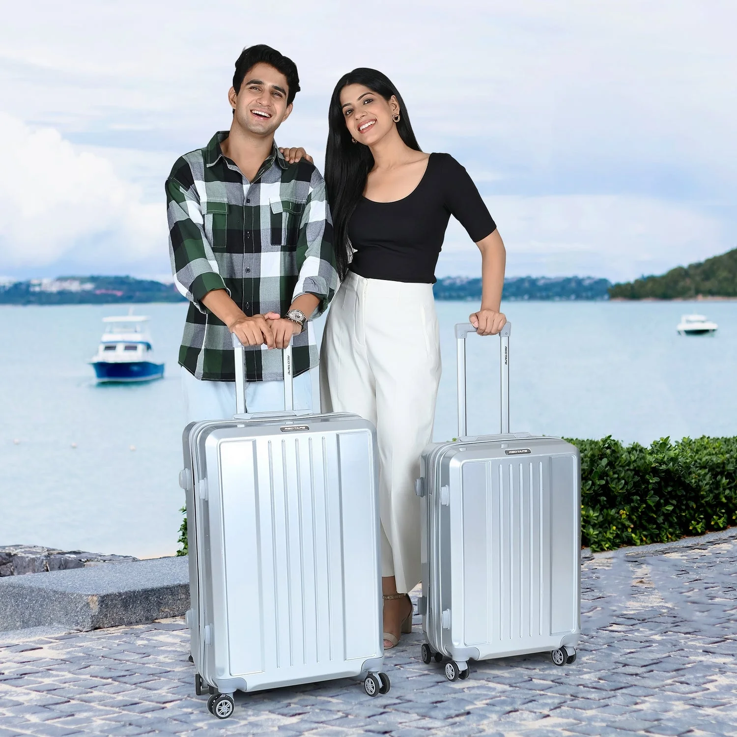 Silver 8 Wheels Trolley Bag Set of 2 (Large + Medium) - Image 8