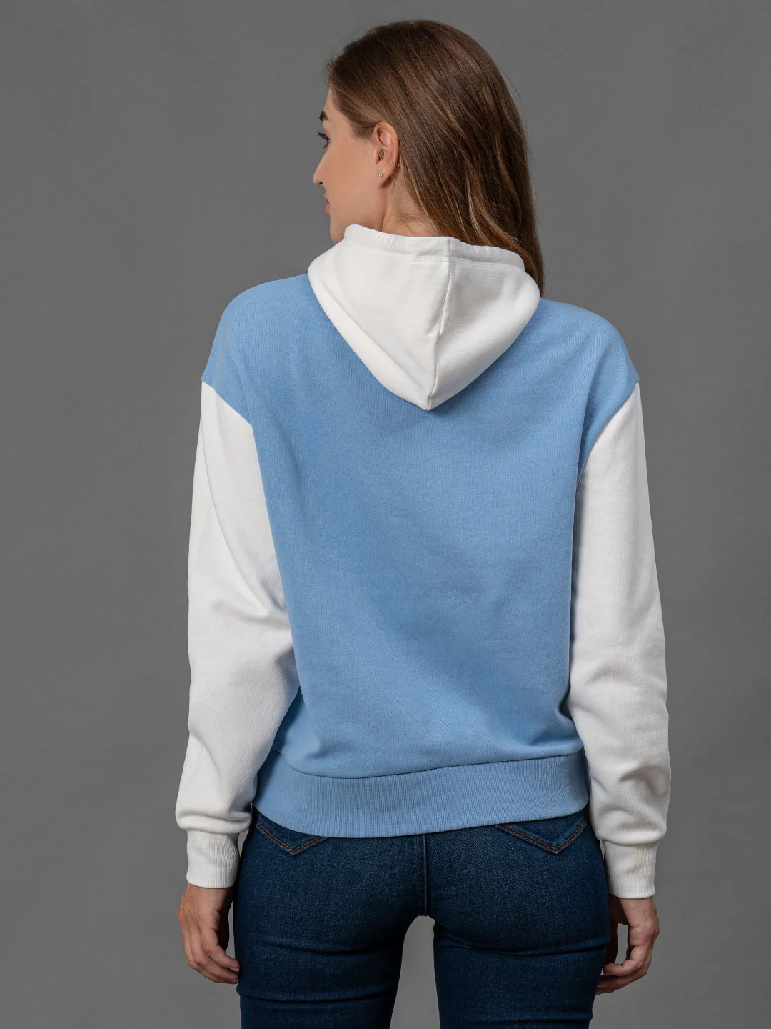 Slate Blue Printed Cotton Poly Fleece Women's Hoodie - Image 3
