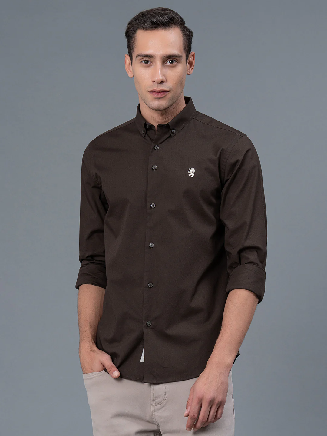 Solid Button Down Shirt for Men