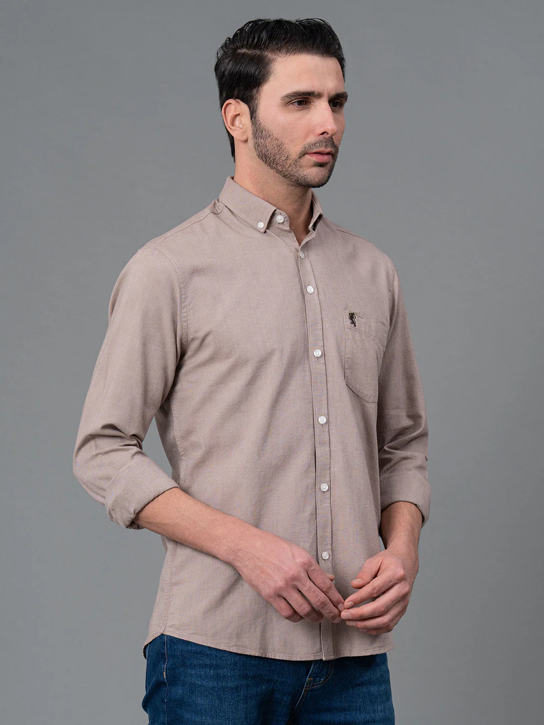 Solid Button Down Shirt for Men - Image 2