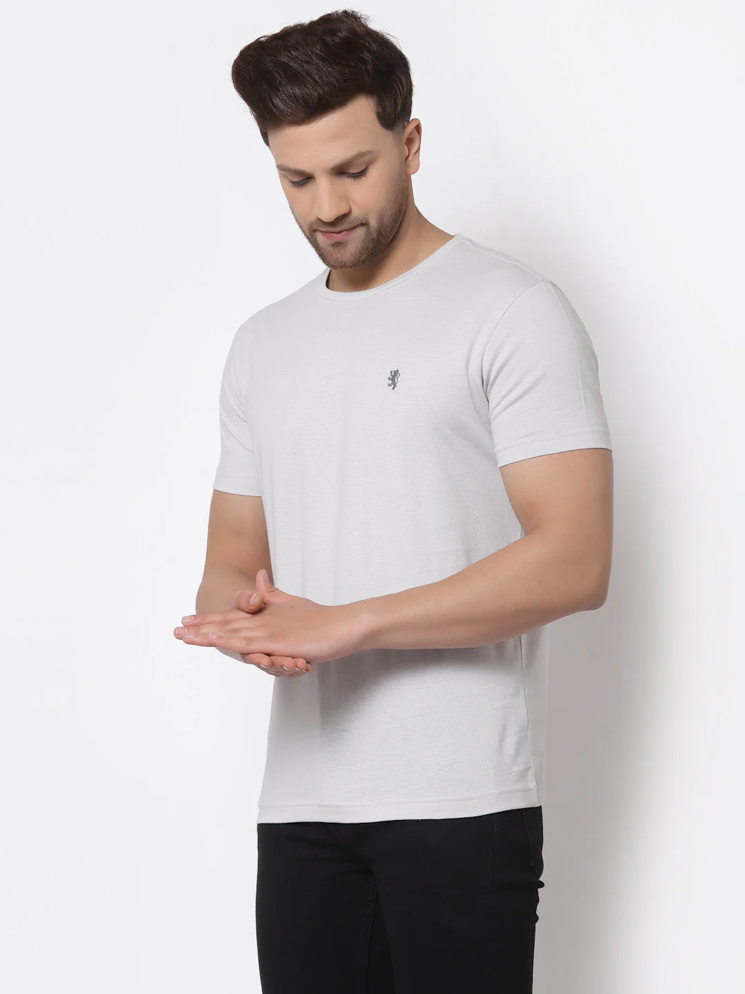 Solid Round Neck T-Shirt for Men - Image 2