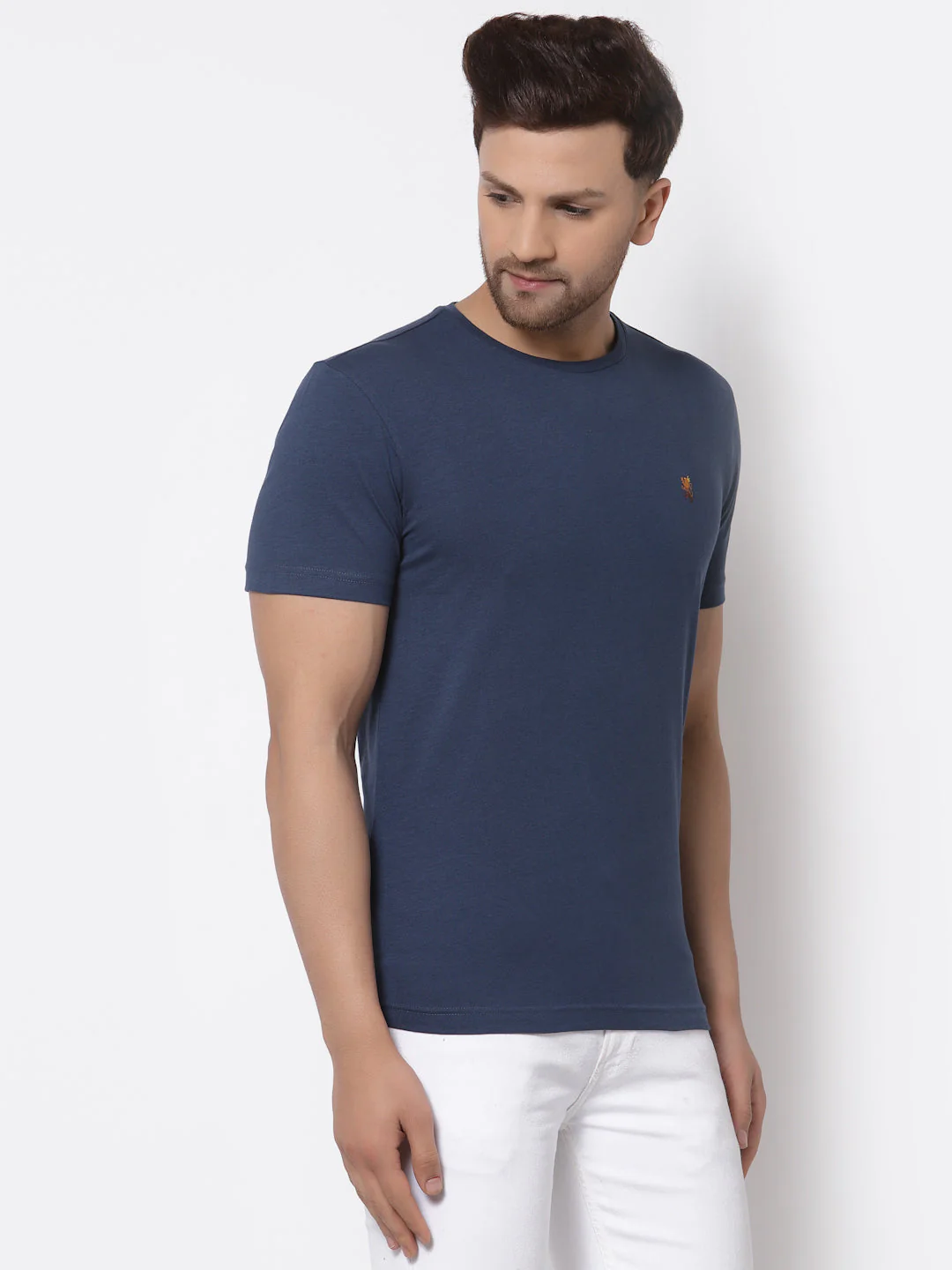 Solid Round Neck T-Shirt for Men - Image 2