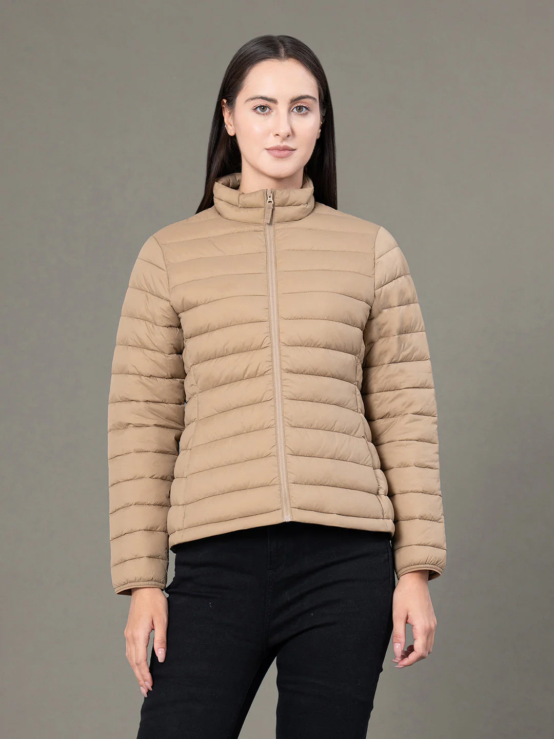 Stand Collar Padded Jacket for Women