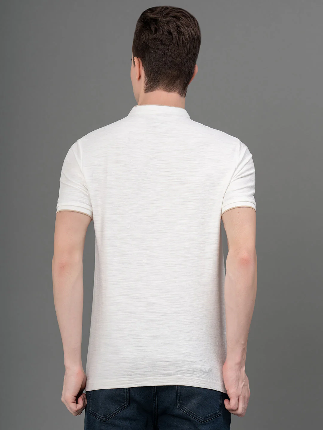 White Henley T-Shirt for Men - Image 3