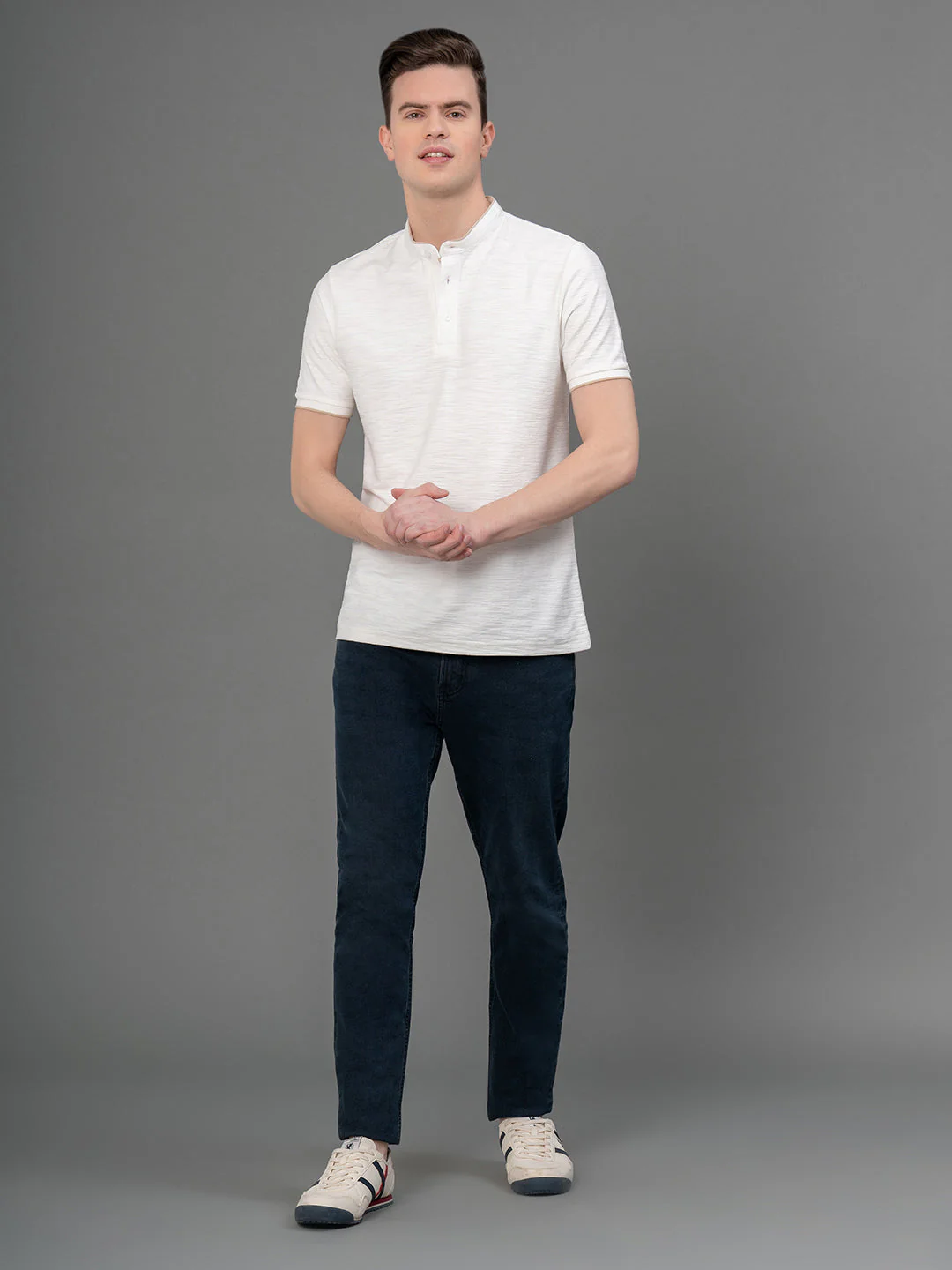 White Henley T-Shirt for Men - Image 5