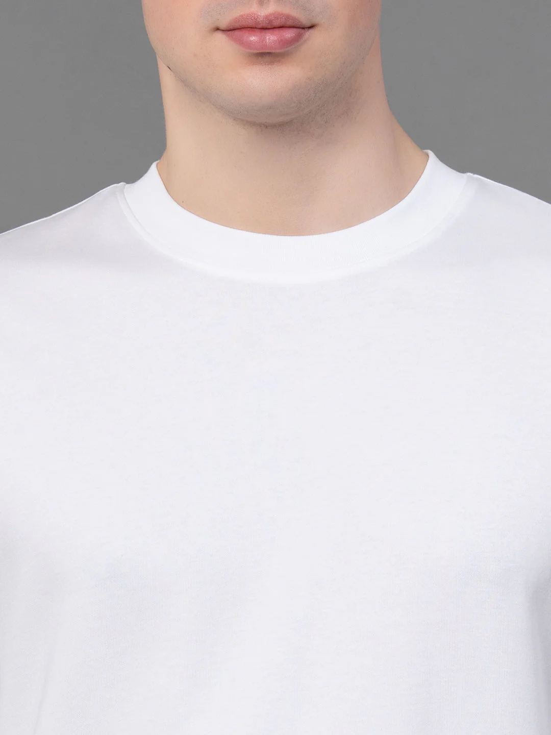White Oversized Round Neck T-Shirt for Men - Image 4