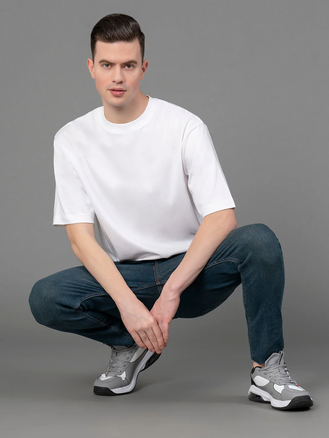 White Oversized Round Neck T-Shirt for Men - Image 5
