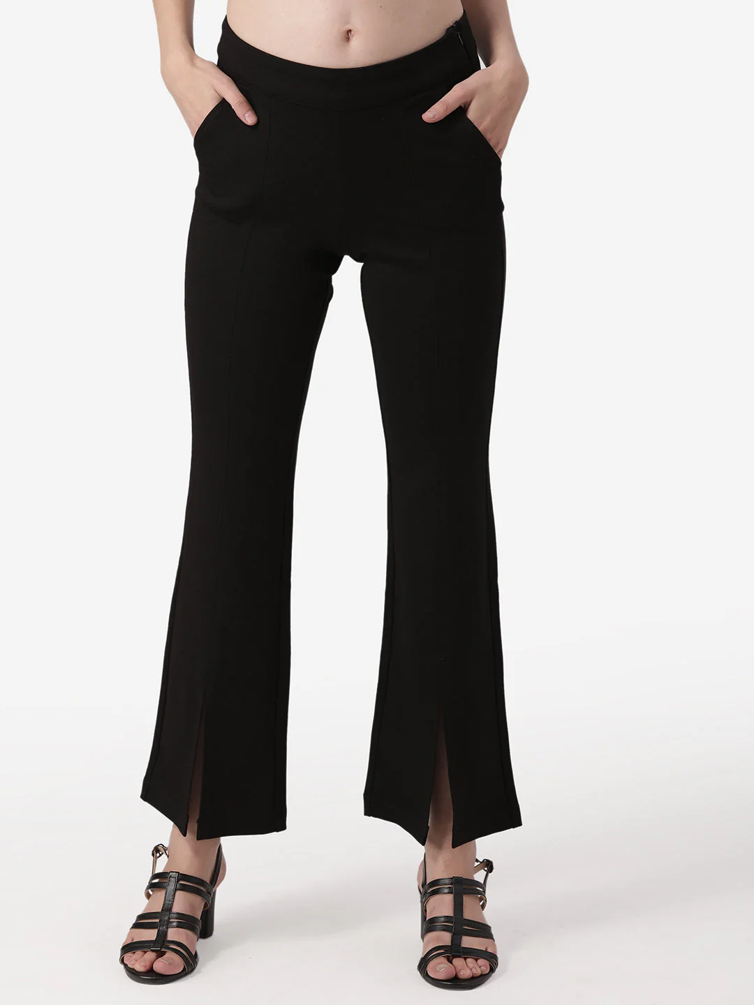 Women Black Solid Rayon Nylon Stretched Jegging