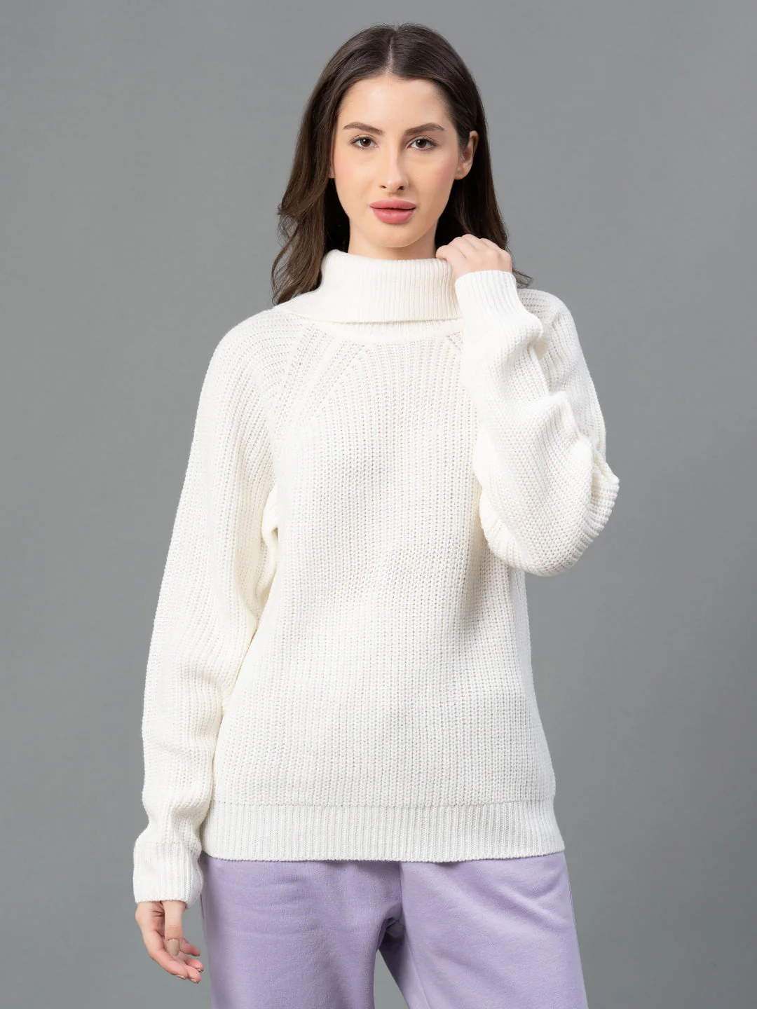 Women Off-White Solid Sweater
